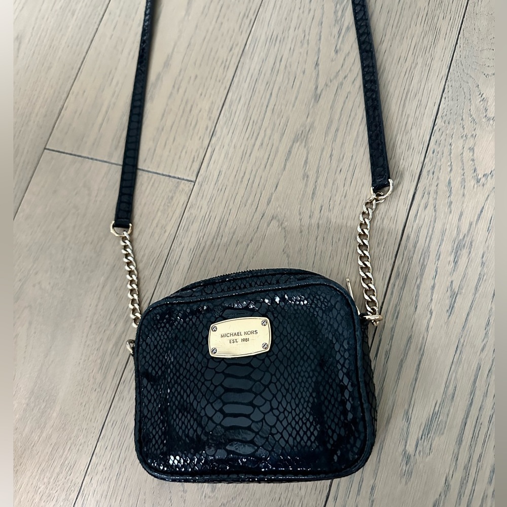 Michael Kors Black Snake Skin Cross Body Bag